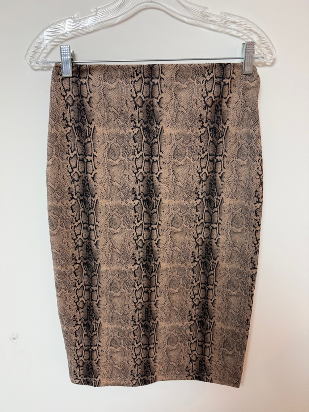She + Sky Snake-Print Pencil Skirt in Brown and Black